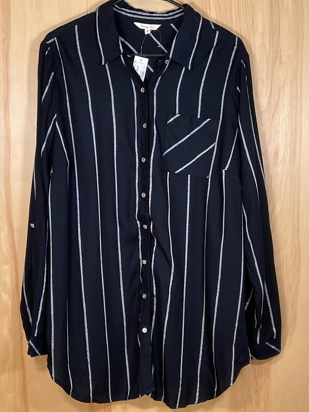 Krazy Kat Dressbarn Button Down Tunic Blouse - NWT